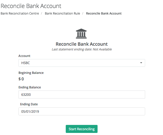 xorosoft erp system reconcile bank account