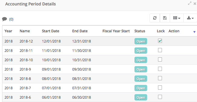 xorosoft erp system accounting periods