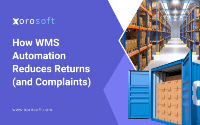 Warehouse worker scanning inventory with barcode scanner using WMS automation