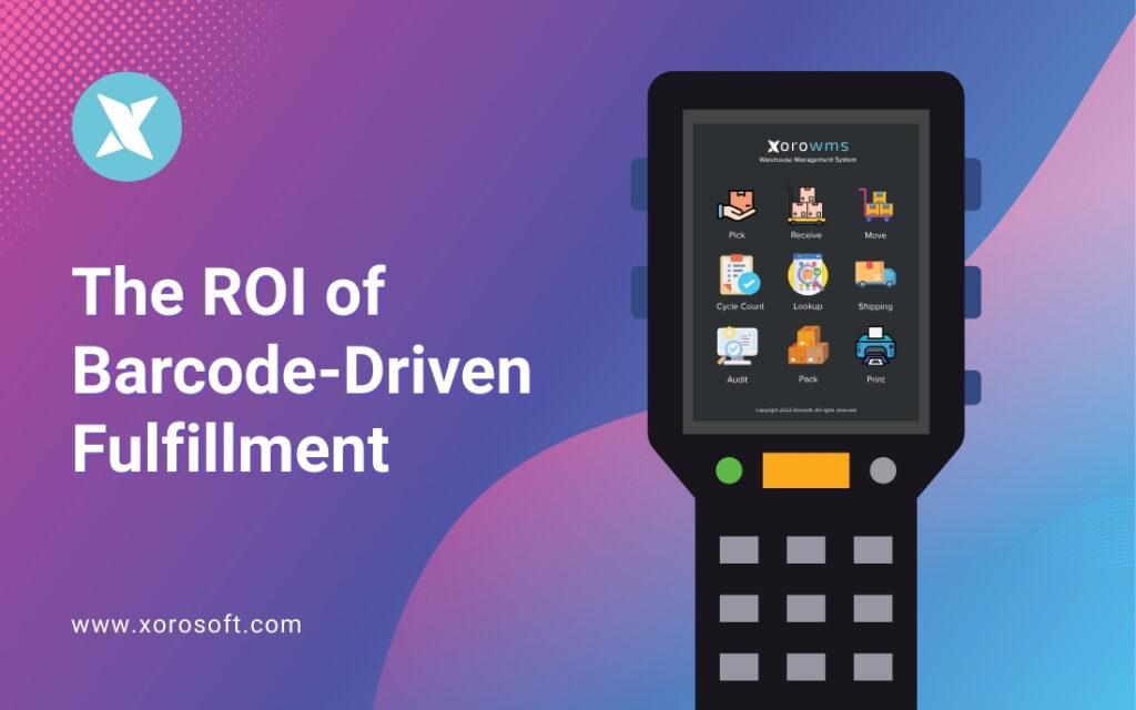 Barcode-driven ERP workflow in Xorosoft dashboard interface