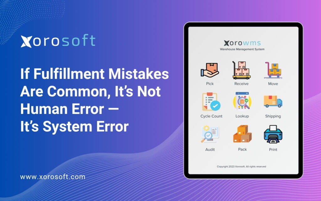 Warehouse worker correcting fulfillment system errors in ERP dashboard