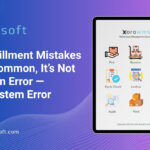 Warehouse worker correcting fulfillment system errors in ERP dashboard
