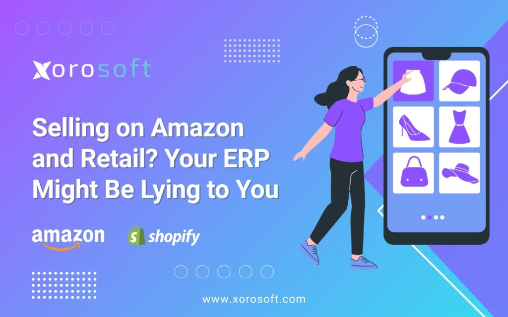 Xorosoft ERP dashboard showing real-time Amazon inventory updates