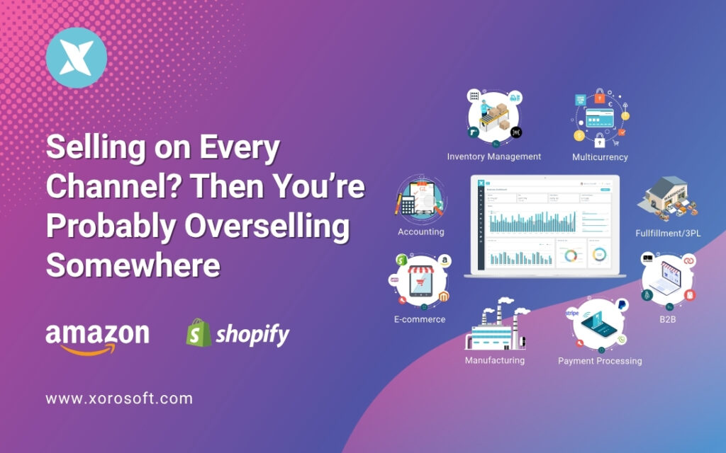 Multichannel retail dashboard showing real-time inventory in Xorosoft ERP