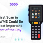Warehouse team using WMS scanner for first scan of the day