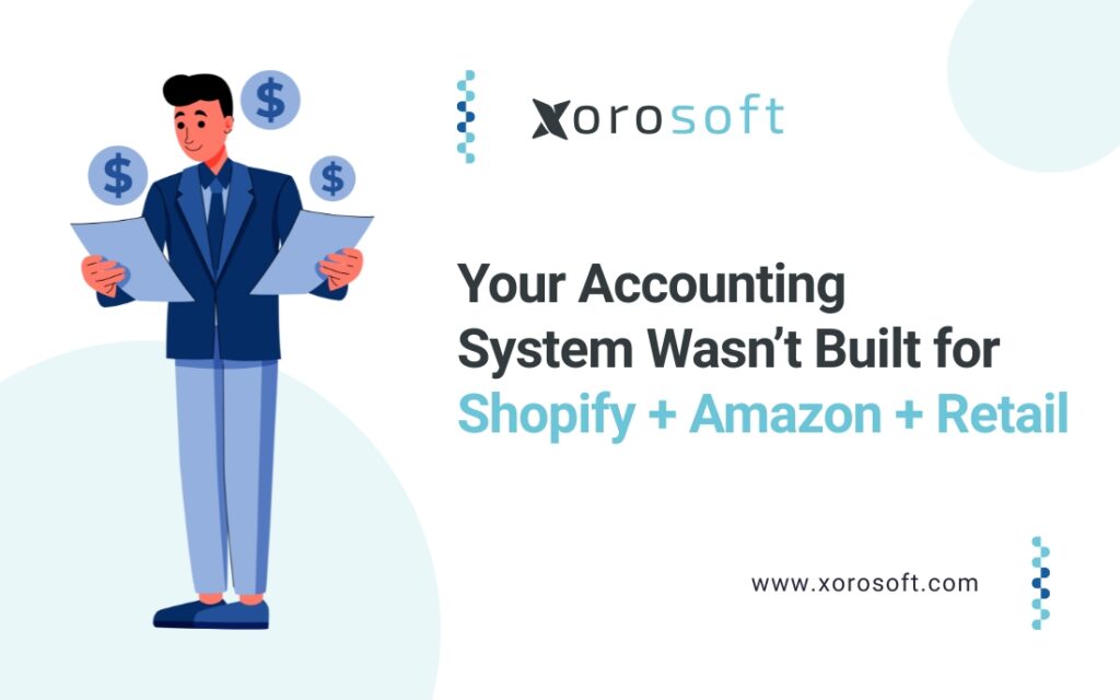 Dashboard showing Shopify Amazon accounting integration in Xorosoft ERP