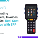 ERP automation cost savings dashboard with reorders and invoices