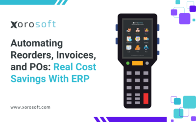 ERP automation cost savings dashboard with reorders and invoices