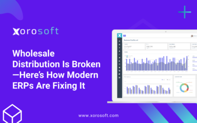 Xorosoft wholesale distribution ERP dashboard with real-time inventory