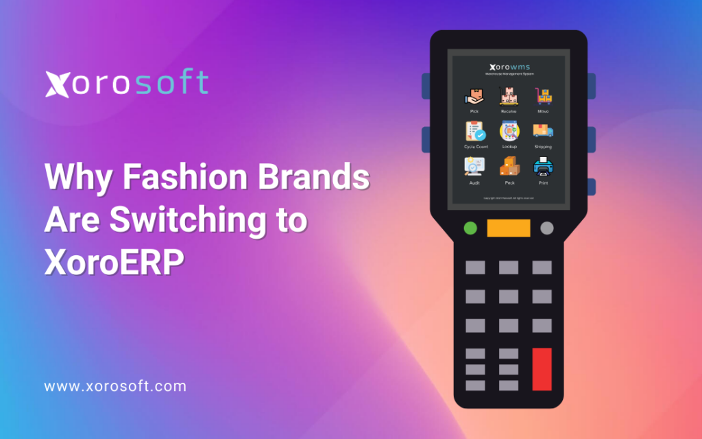 Dashboard view of XoroERP fashion ERP software in action