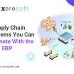Warehouse team using ERP to fix supply chain problems