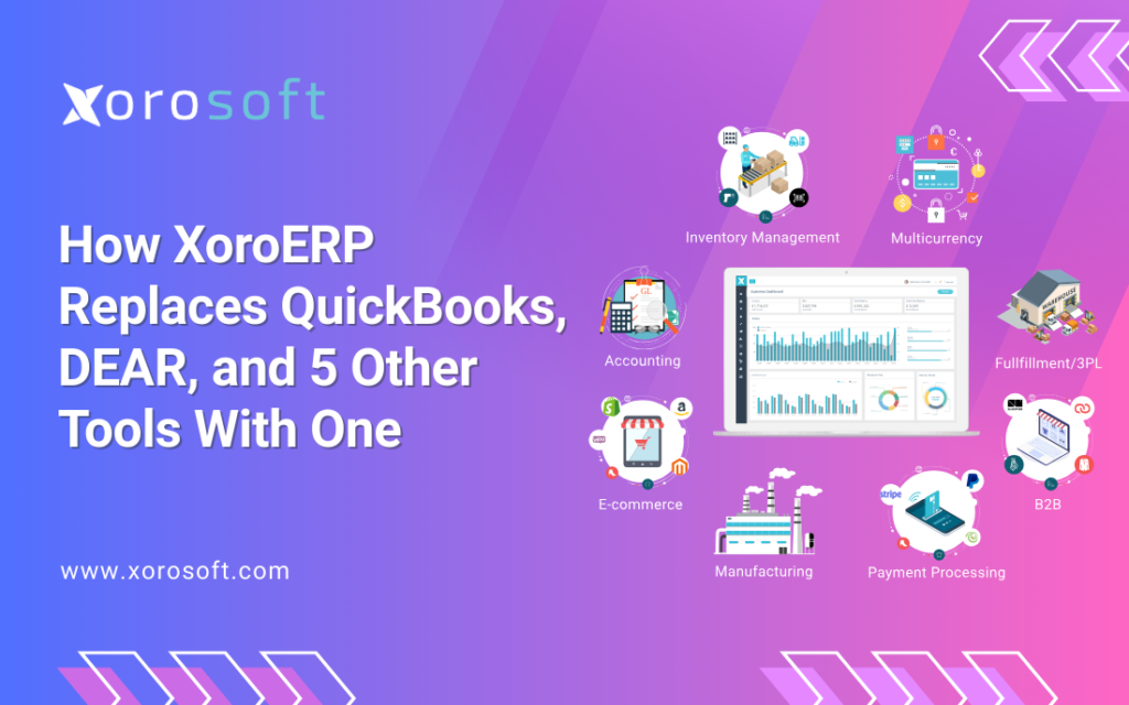 XoroERP dashboard replacing QuickBooks and DEAR Systems