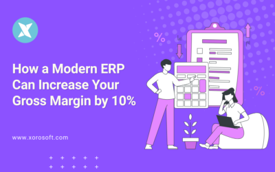 Modern ERP dashboard showing gross margin growth