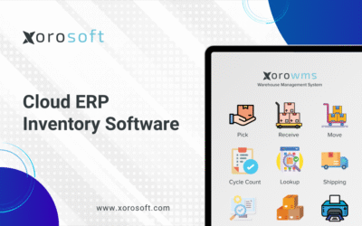 Cloud ERP inventory software connecting inventory, purchasing, warehouse management, accounting, ecommerce, and reporting.