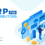 ERP for Distributors dashboard showing inventory, purchasing, warehouse management, and accounting workflows