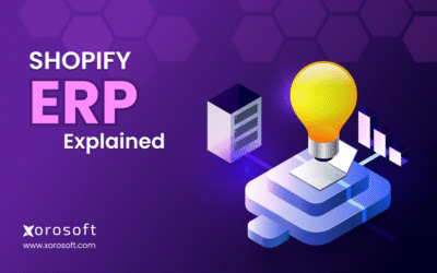 Shopify ERP explained diagram showing Shopify connected to inventory, purchasing, accounting, warehouse management, and fulfillment
