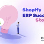 Shopify ERP Success Stories showing connected inventory, accounting, purchasing, and warehouse workflows for ecommerce brands