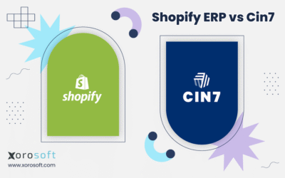 Shopify ERP vs Cin7 comparison showing inventory, accounting, purchasing, warehouse management, and reporting workflows.