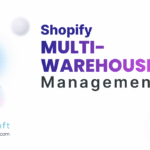 Shopify multi-warehouse management diagram showing inventory across warehouses, 3PLs, retail locations, Amazon, wholesale, and accounting systems.