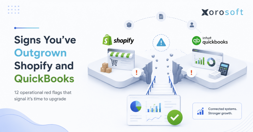 Signs you’ve outgrown Shopify and QuickBooks with disconnected inventory, accounting, and warehouse workflows