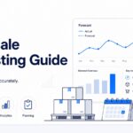Wholesale Forecasting Guide dashboard showing demand forecast charts, inventory boxes, purchasing icons, and warehouse planning visuals.