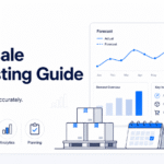 Wholesale Forecasting Guide dashboard showing demand forecast charts, inventory boxes, purchasing icons, and warehouse planning visuals.
