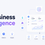 AI business intelligence dashboard connecting ERP, inventory, finance, warehouse, and ecommerce data for faster decisions.