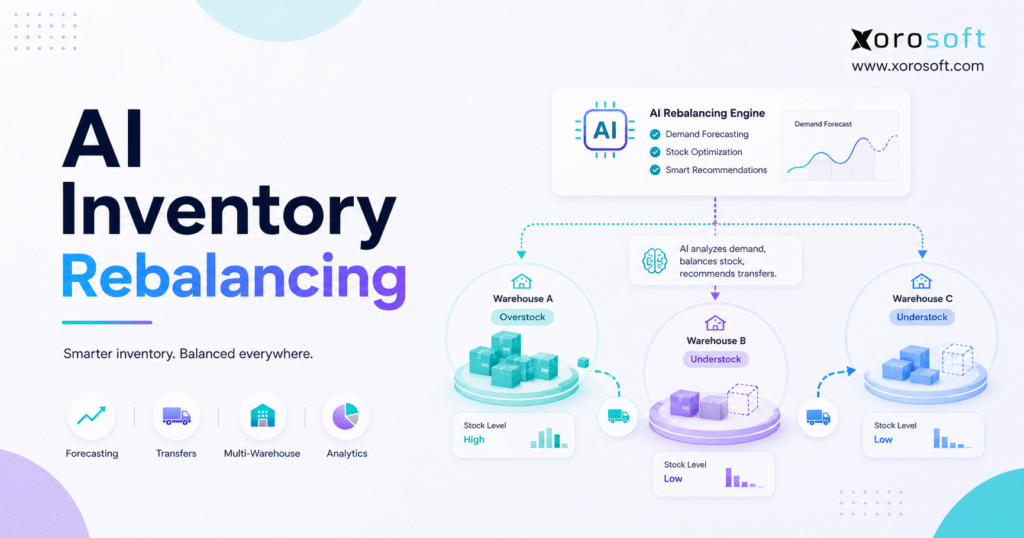 AI inventory rebalancing across multiple warehouse locations.