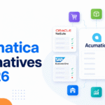Best Acumatica Alternatives in 2026 comparison graphic with Xorosoft, NetSuite, SAP, Odoo, and Microsoft Dynamics ERP options
