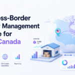 Cross-border inventory software dashboard showing US and Canada warehouse connections for ecommerce operations.