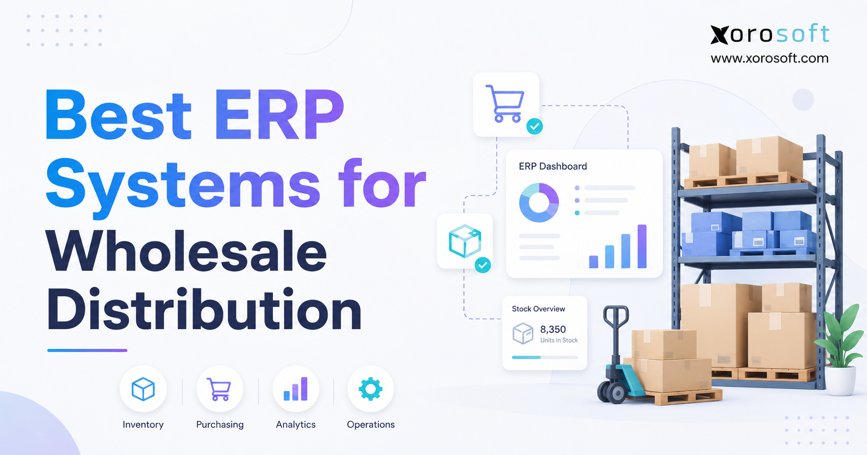 Best ERP systems for wholesale distribution with warehouse inventory, purchasing, analytics, operations, and ERP dashboard visuals.