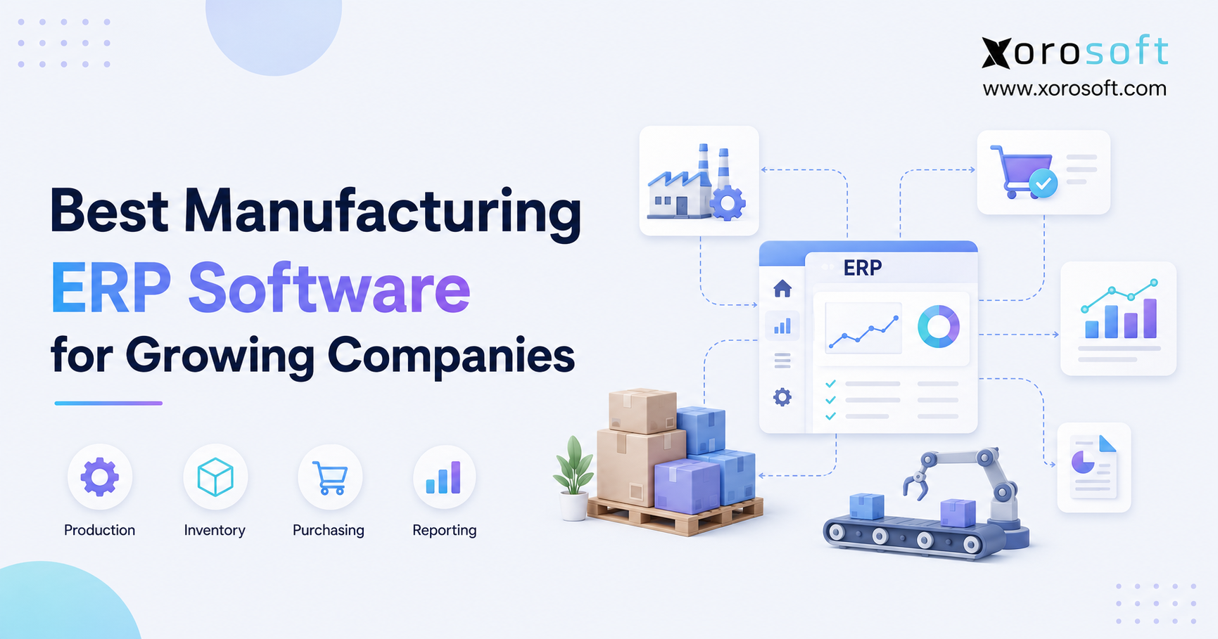 Best manufacturing ERP software connecting inventory, production, purchasing, warehouse, and accounting.