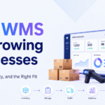 Best WMS for growing businesses with warehouse dashboard, barcode scanner, inventory boxes, and fulfillment workflow.