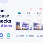 Common warehouse bottlenecks and solutions across receiving, picking, packing, shipping, and inventory management.