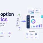 ERP adoption statistics 2026 showing cloud ERP trends, implementation benchmarks, and connected business operations.