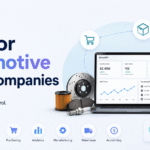 Automotive parts ERP software image showing inventory, purchasing, warehouse, manufacturing, and accounting for growing parts companies