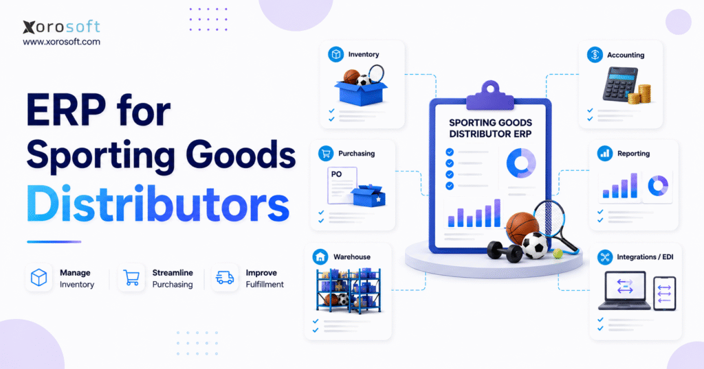 ERP for Sporting Goods Distributors managing inventory, purchasing, warehouse operations, accounting, reporting, and EDI workflows.