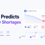 AI inventory forecasting dashboard predicting inventory shortages by SKU.