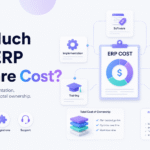 ERP software cost breakdown showing software, implementation, integrations, training, support, and total cost of ownership.