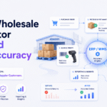 Wholesale order accuracy workflow showing inventory, picking, packing, shipping, and reporting connected in one system.