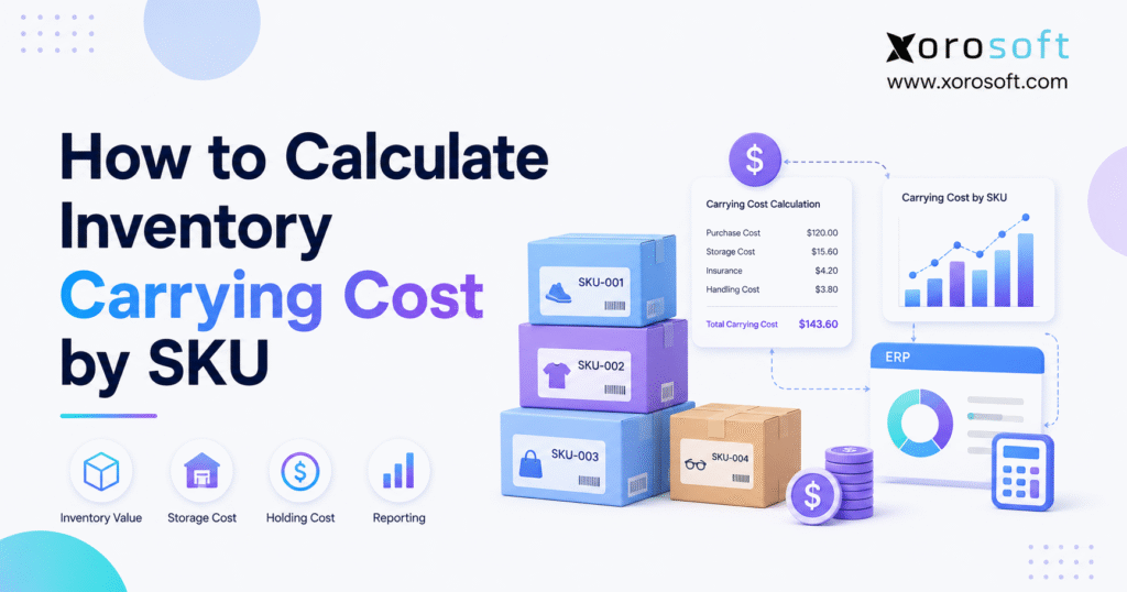 How to calculate SKU carrying cost using inventory value storage cost and carrying cost rate.