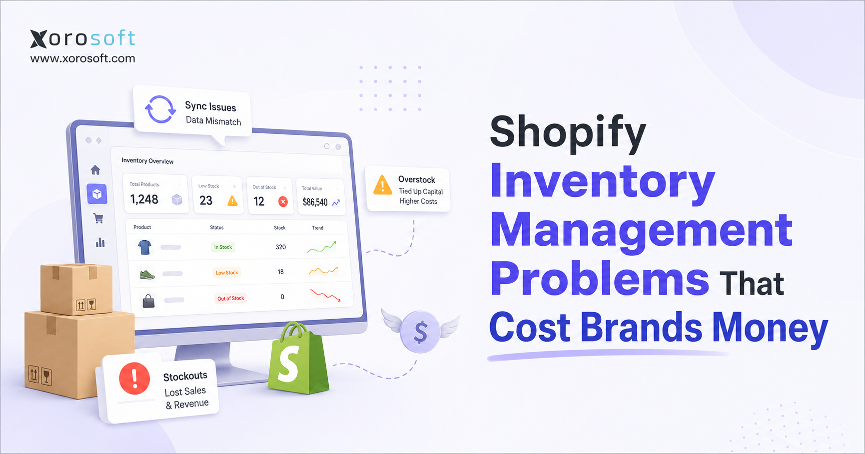 Shopify inventory management problems causing stockouts, overstock, and lost revenue