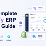 Shopify ERP selection guide showing inventory, purchasing, analytics, warehouse, and fulfillment workflows.