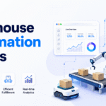 Warehouse automation trends featuring smart robotics, conveyor systems, inventory visibility, barcode scanning, and real-time warehouse analytics.