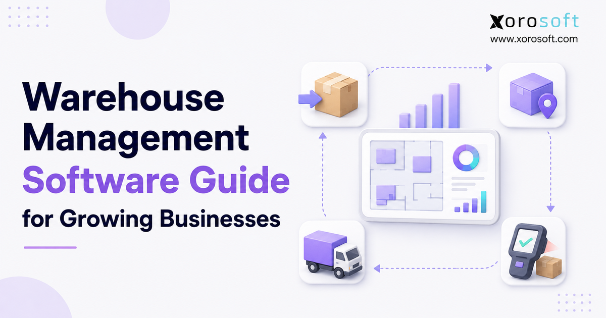 Warehouse management software guide showing receiving, inventory, picking, packing and shipping in one connected workflow.