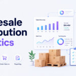 Wholesale Distribution Statistics dashboard showing sales, inventory, warehouse, purchasing, and ecommerce metrics for distributors.