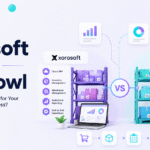 Xorosoft vs Fishbowl comparison image showing cloud ERP, inventory management, warehouse workflows, analytics, manufacturing, and order management for inventory-driven businesses