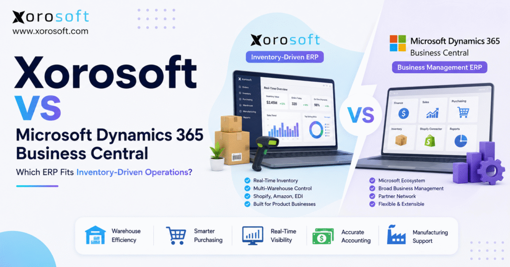 Xorosoft vs Business Central ERP comparison for inventory-driven businesses.