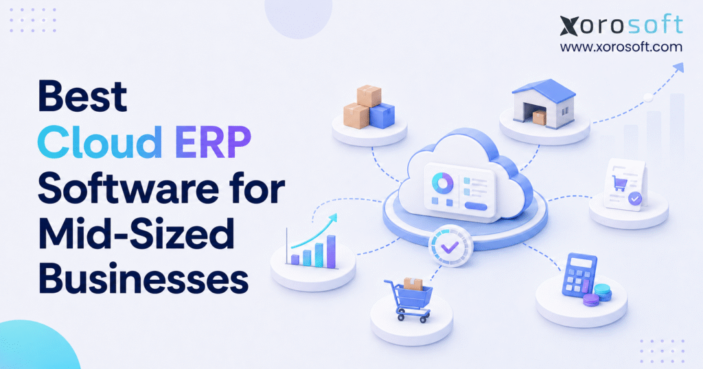 Best cloud ERP software for mid-sized businesses connecting inventory, warehouse operations, ecommerce orders, accounting, and growth reporting.