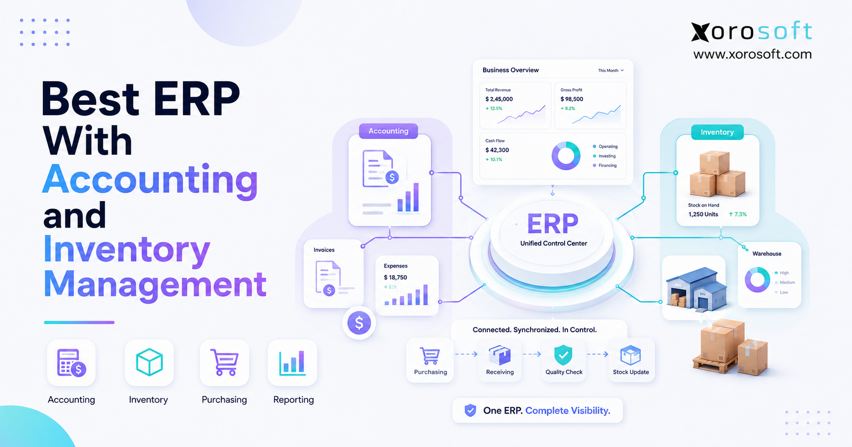 ERP with accounting and inventory management for connected ecommerce operations.
